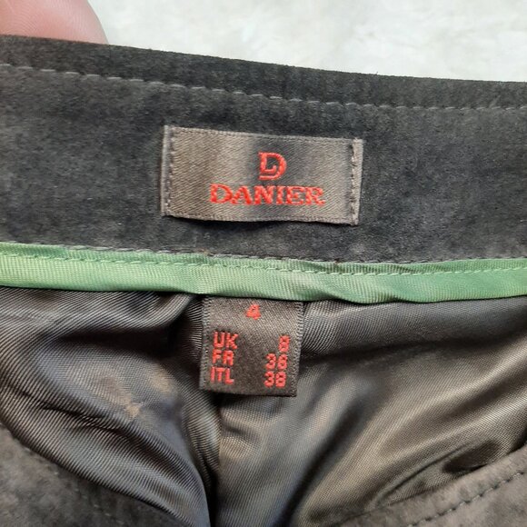 Danier Womens Brown Suede Leather Bootcut Pants Size 4 - Picture 9 of 11